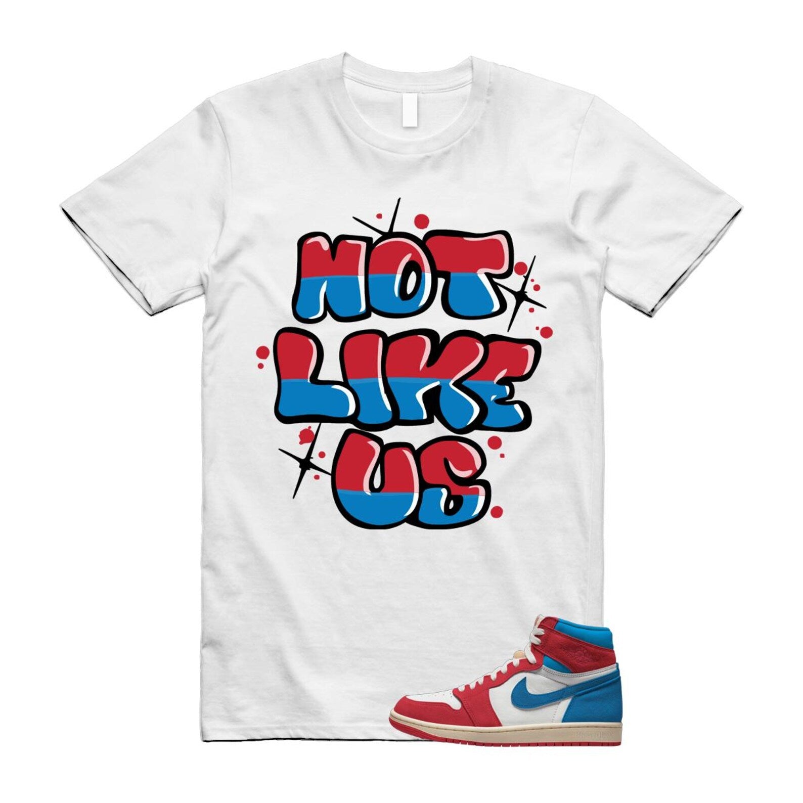 1 Red Dark Powder Blue Red Pale Vanilla Air T Shirt Match NLU FD2596-100 T-Shirt, Sneaker Match Tee