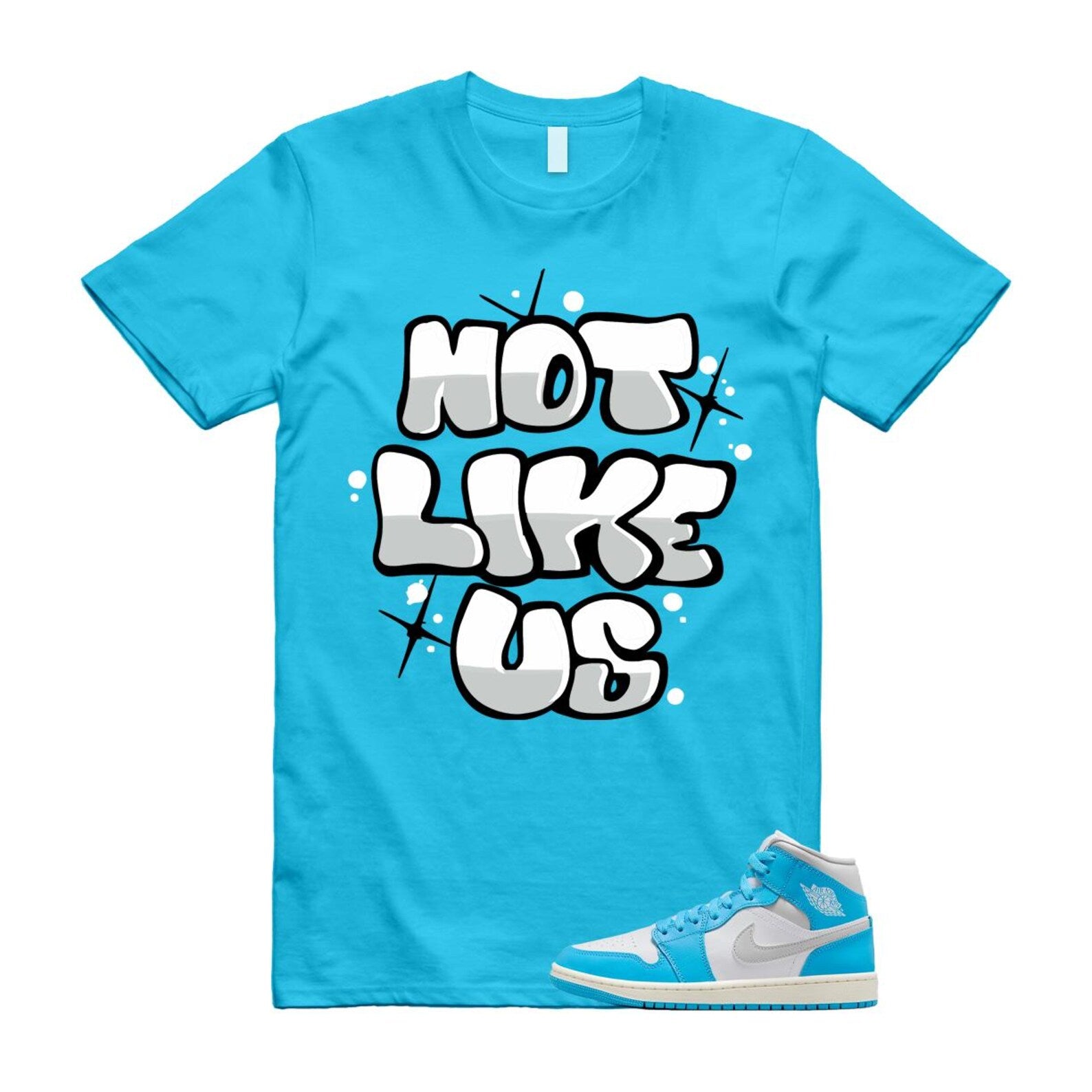 1 Dark Powder Blue White Sail Neutral Grey Mid T Shirt Match NLU BQ6472-400 T-Shirt, Sneaker Match Tee