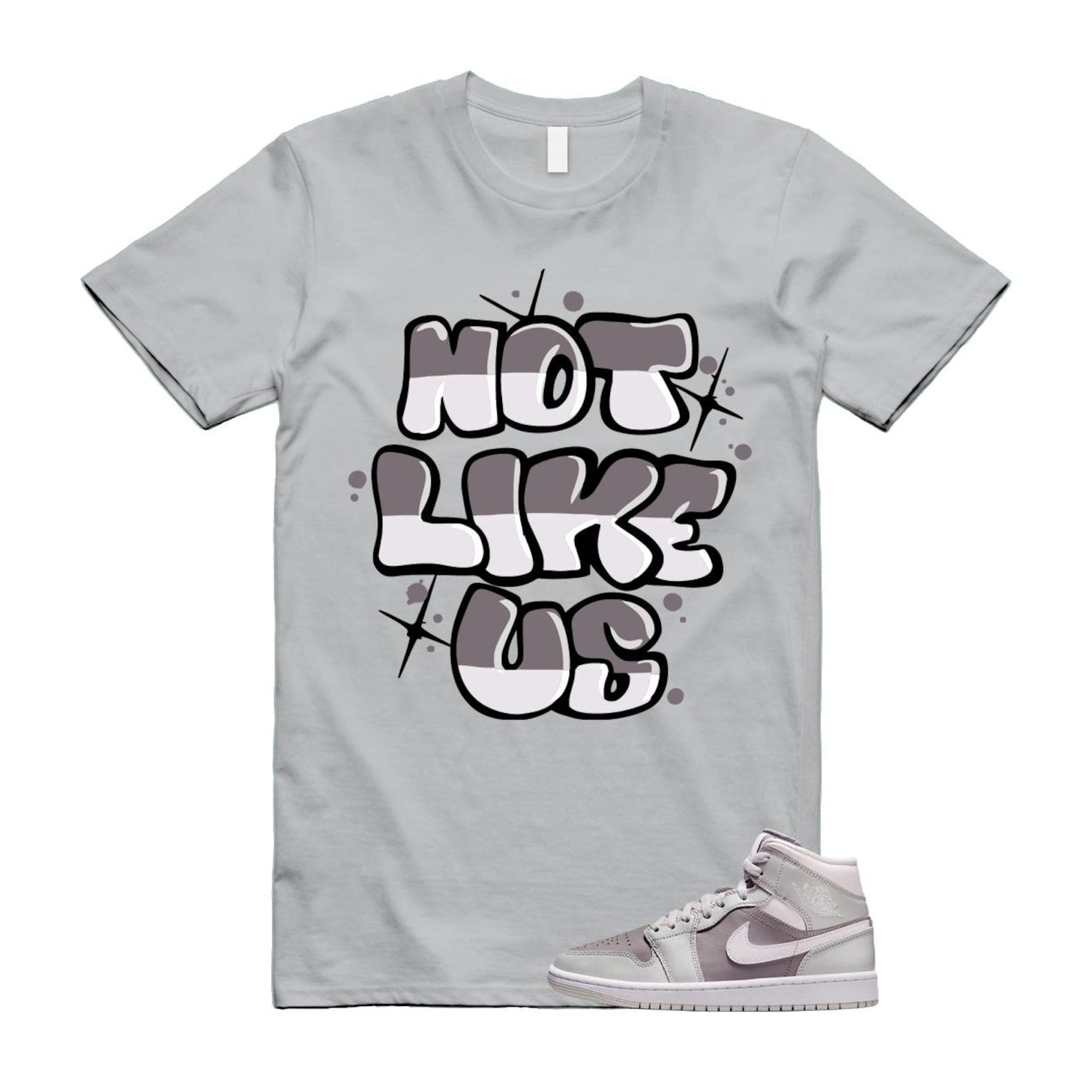 1 Atmosphere Grey White Photon Dust Mid T Shirt Match NLU BQ6472-008 T-Shirt, Sneaker Match Tee