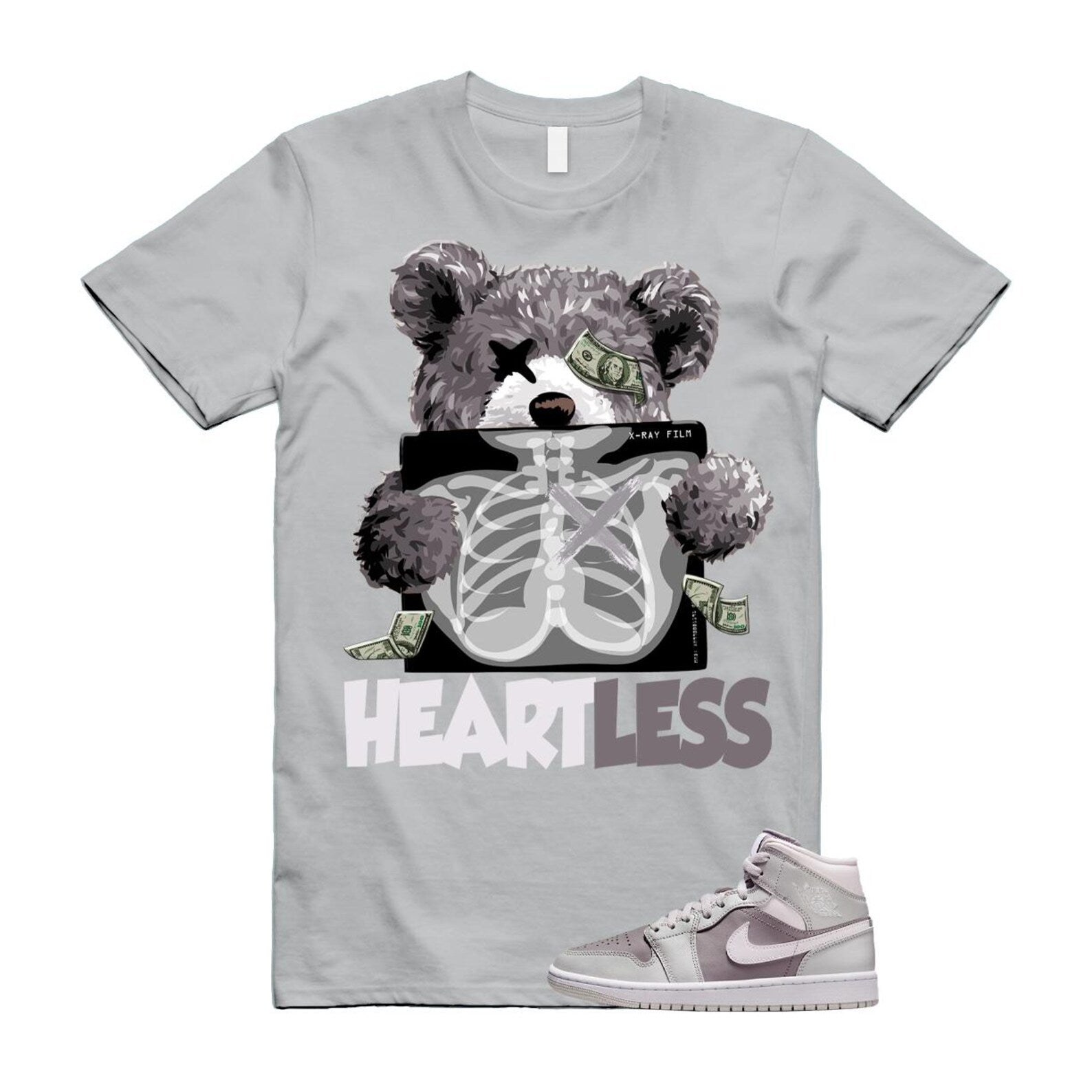 1 Atmosphere Grey White Photon Dust Mid T Shirt Match HEART BQ6472-008 T-Shirt, Sneaker Match Tee