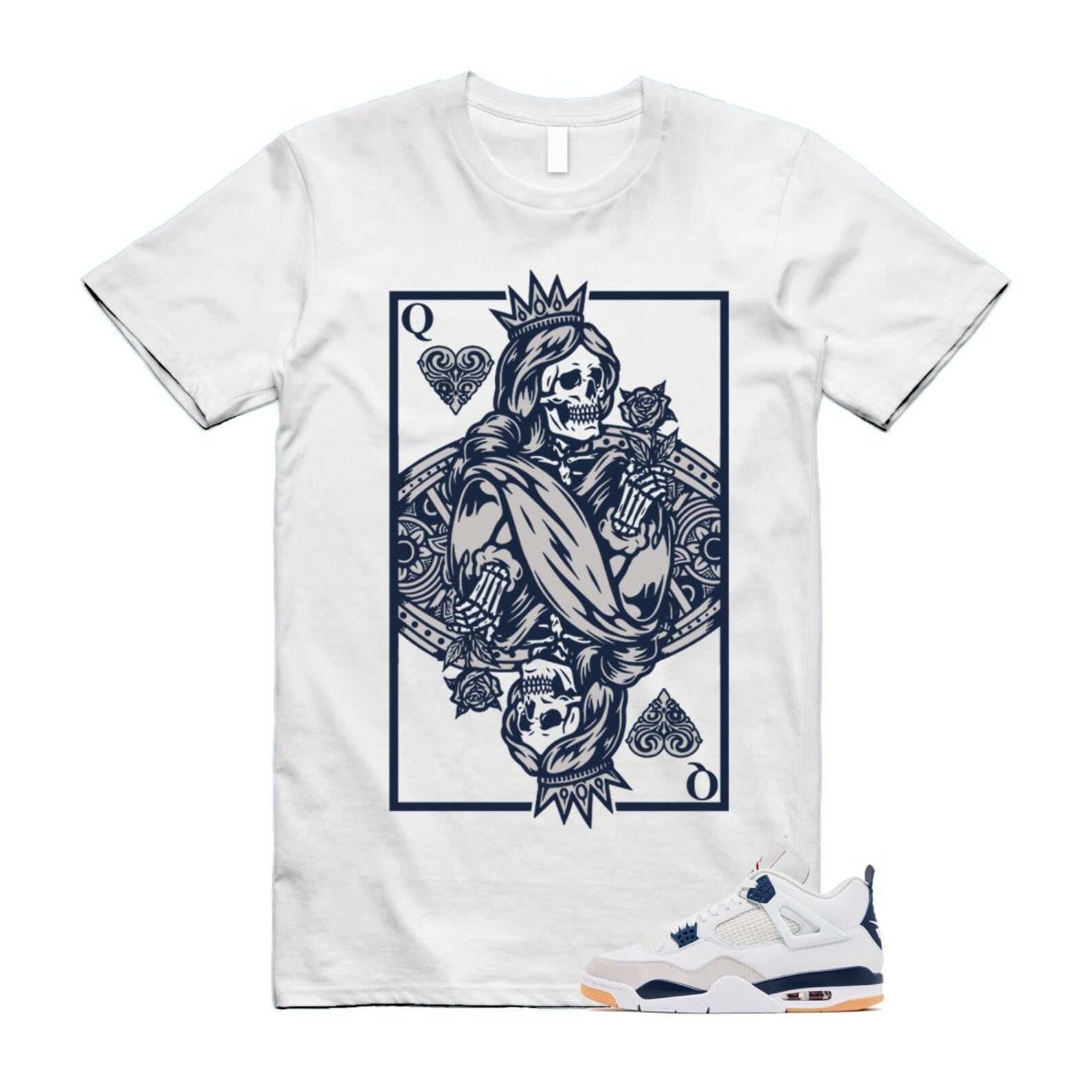4 Navy SB Summit White Neutral Grey T Shirt Match QC DR5415-100 T-Shirt, Sneaker Match Tee