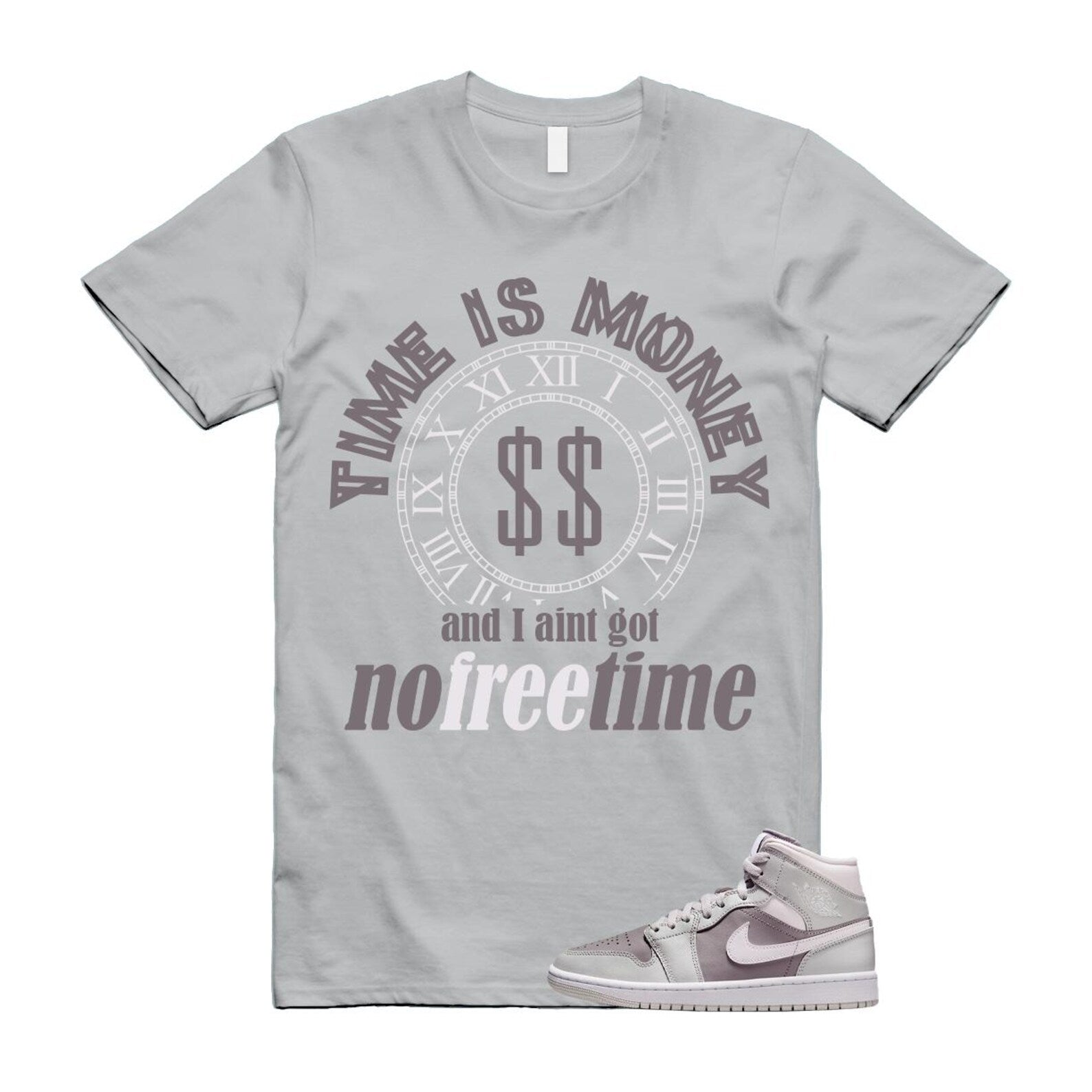 1 Atmosphere Grey White Photon Dust Mid T Shirt Match FREE BQ6472-008 T-Shirt, Sneaker Match Tee