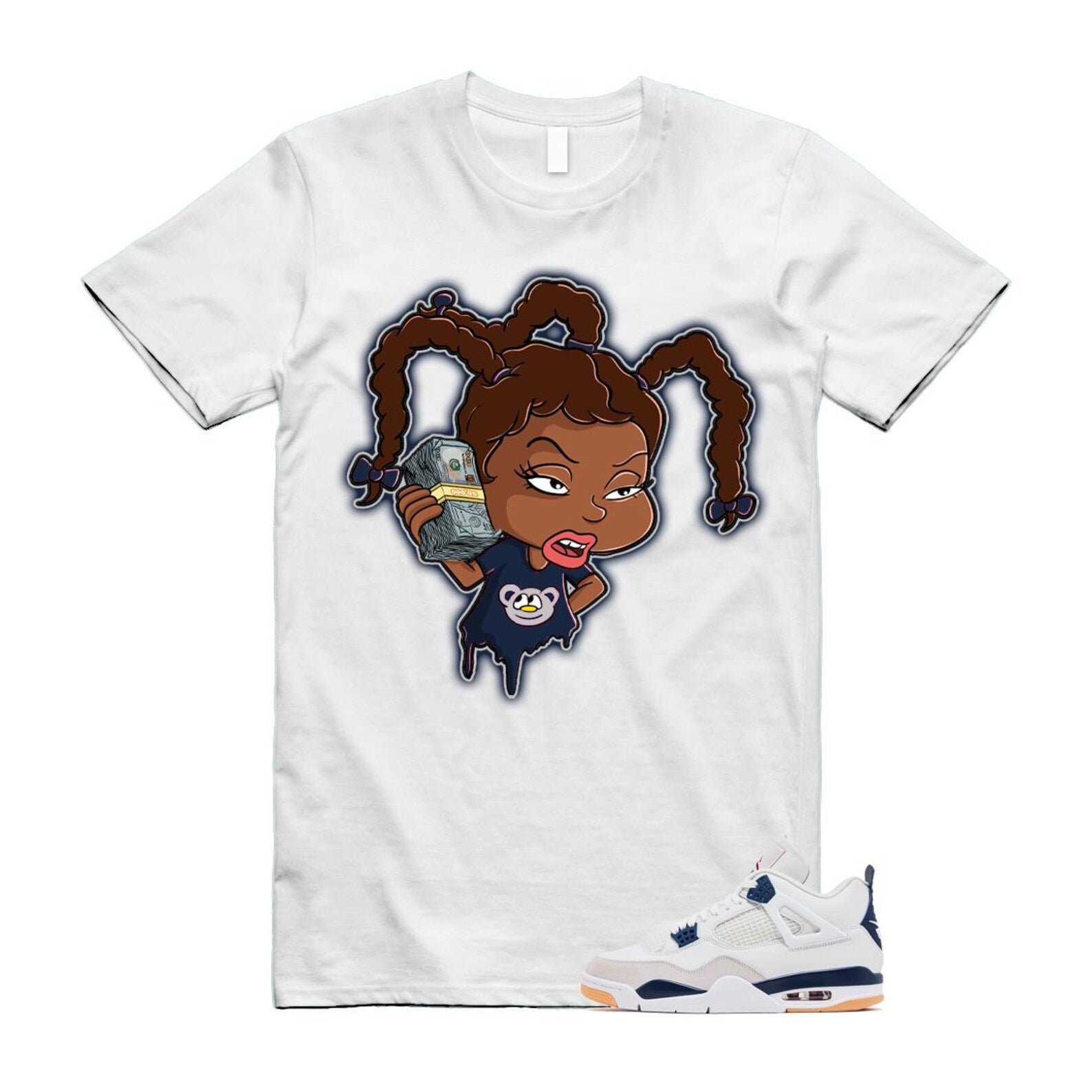 4 Navy SB Summit White Neutral Grey T Shirt Match SUSIE DR5415-100 T-Shirt, Sneaker Match Tee