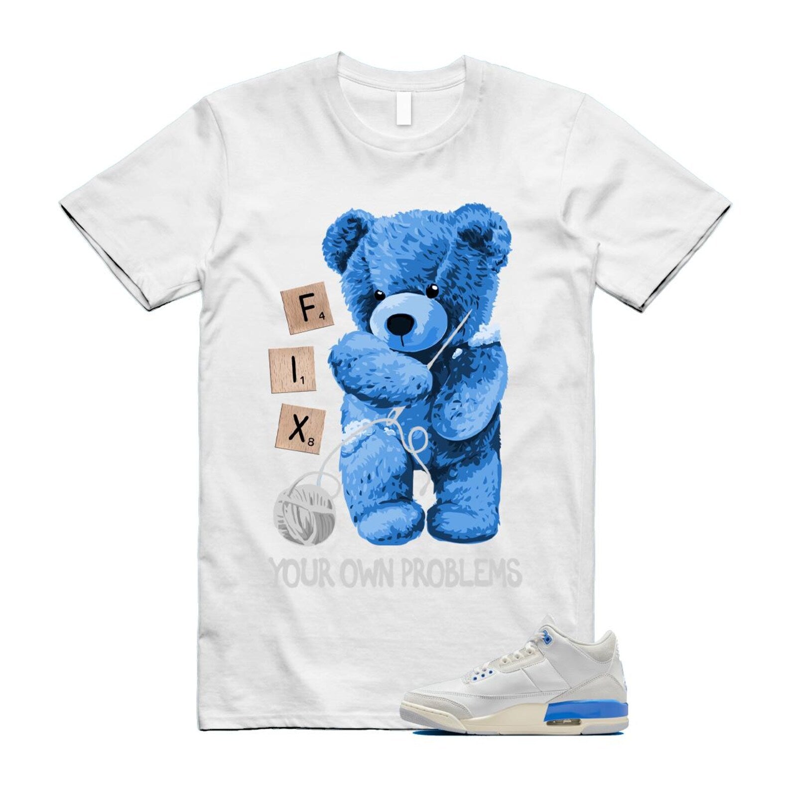 3 Lucky Shorts White Hydrogen Legend Blue Photon Dust T Shirt Match FIX CT8532-101 T-Shirt, Sneaker Match Tee