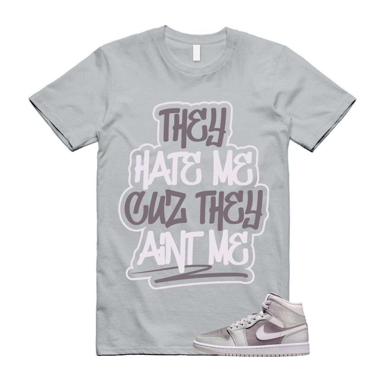1 Atmosphere Grey White Photon Dust Mid T Shirt Match AINT BQ6472-008 T-Shirt, Sneaker Match Tee