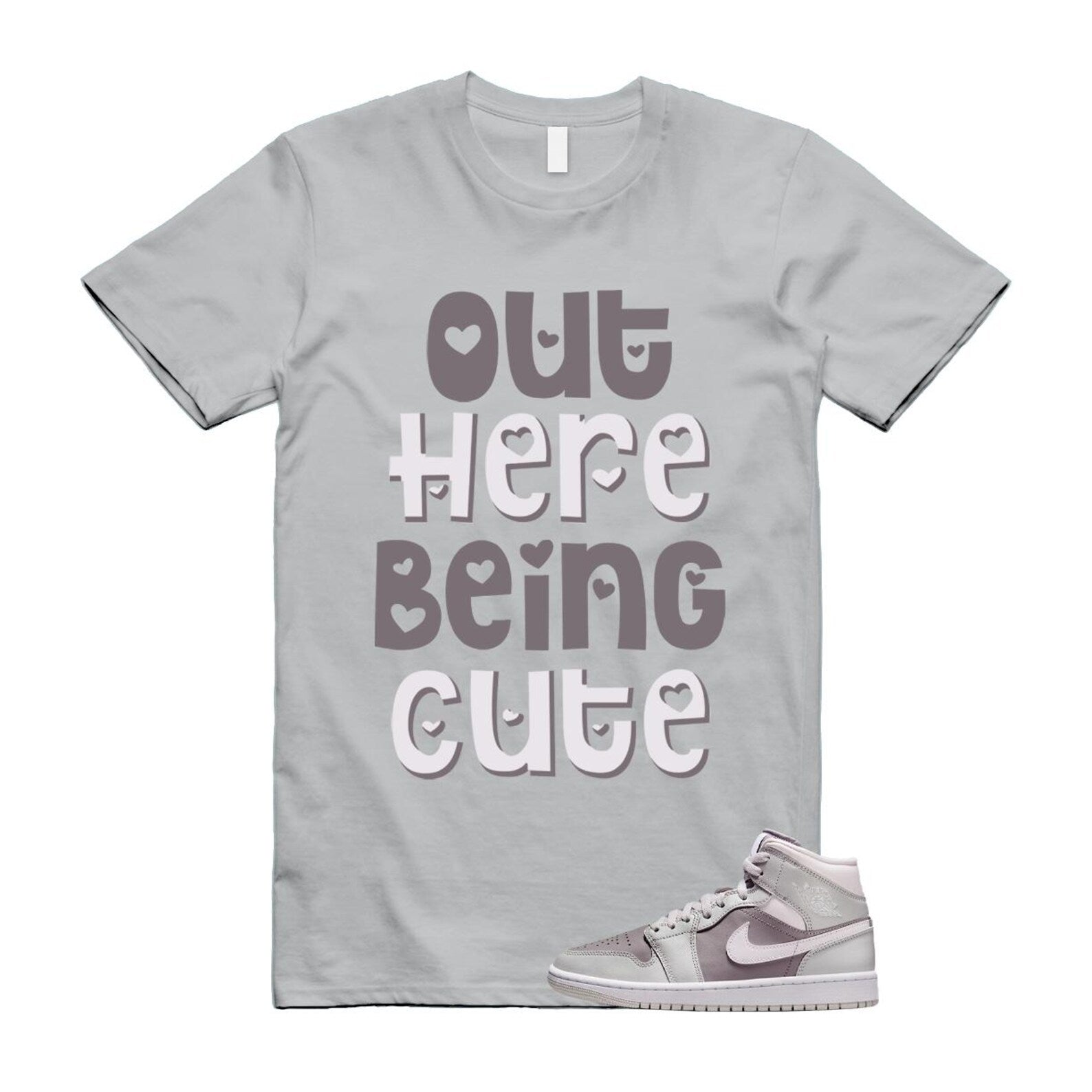 1 Atmosphere Grey White Photon Dust Mid T Shirt Match OHBC BQ6472-008 T-Shirt, Sneaker Match Tee