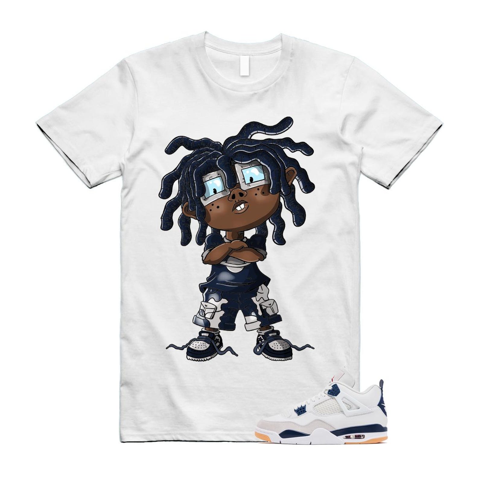4 Navy SB Summit White Neutral Grey T Shirt Match CHONGO DR5415-100 T-Shirt, Sneaker Match Tee