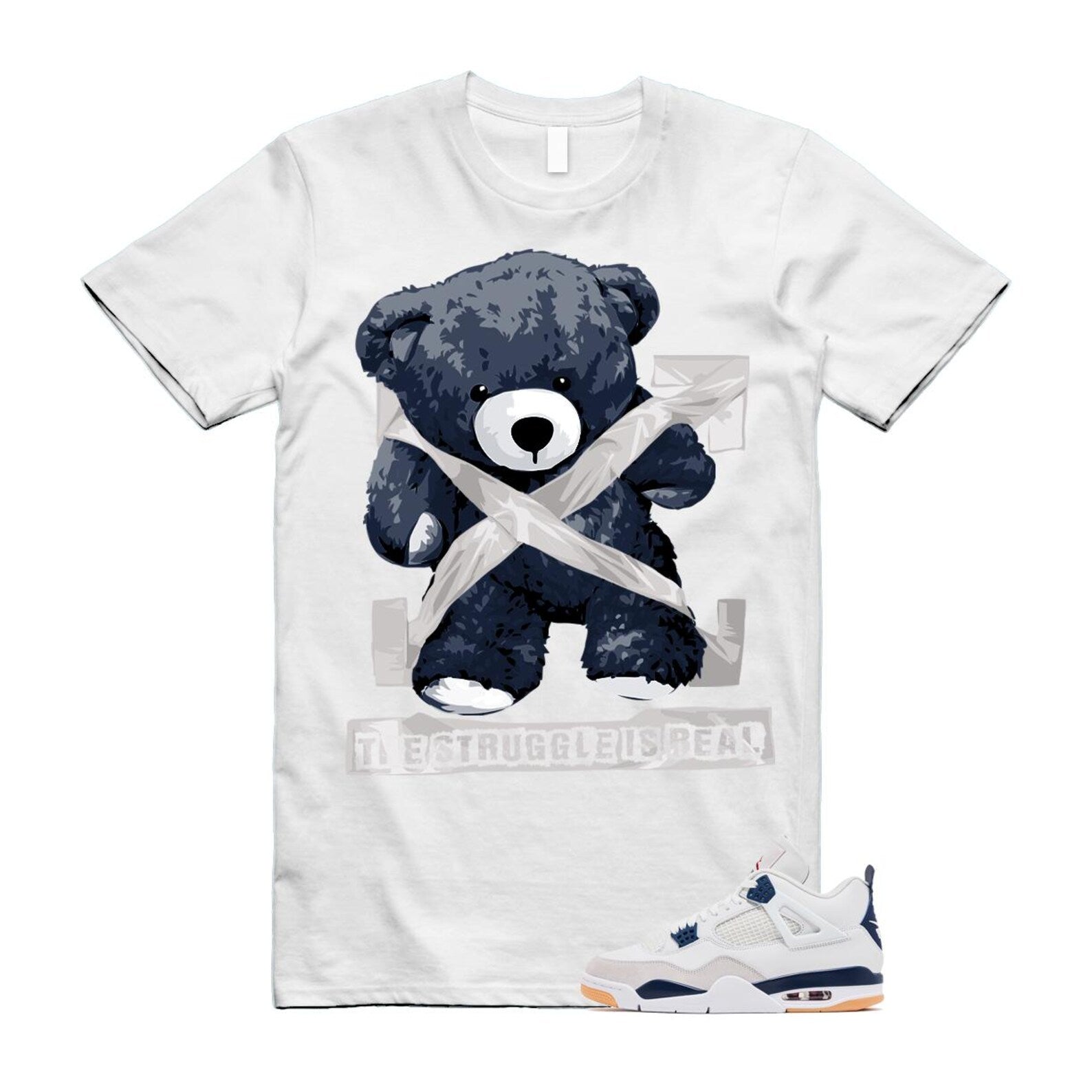 4 Navy SB Summit White Neutral Grey T Shirt Match STRUG DR5415-100 T-Shirt, Sneaker Match Tee