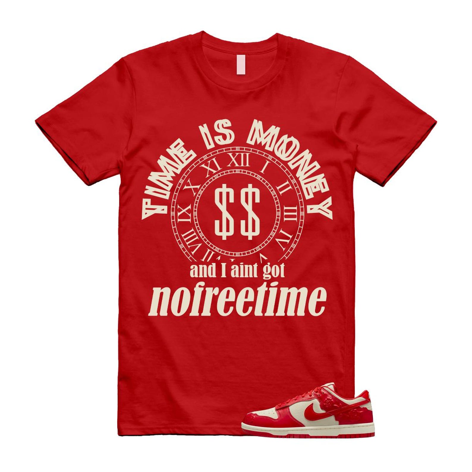 Dunk Red Roses Coconut Milk Pale Ivory Low T Shirt Match FREE HF1986-100 T-Shirt, Sneaker Match Tee