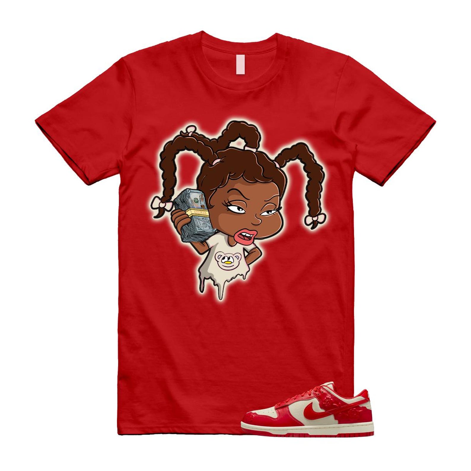 Dunk Red Roses Coconut Milk Pale Ivory Low T Shirt Match SUSIE HF1986-100 T-Shirt, Sneaker Match Tee