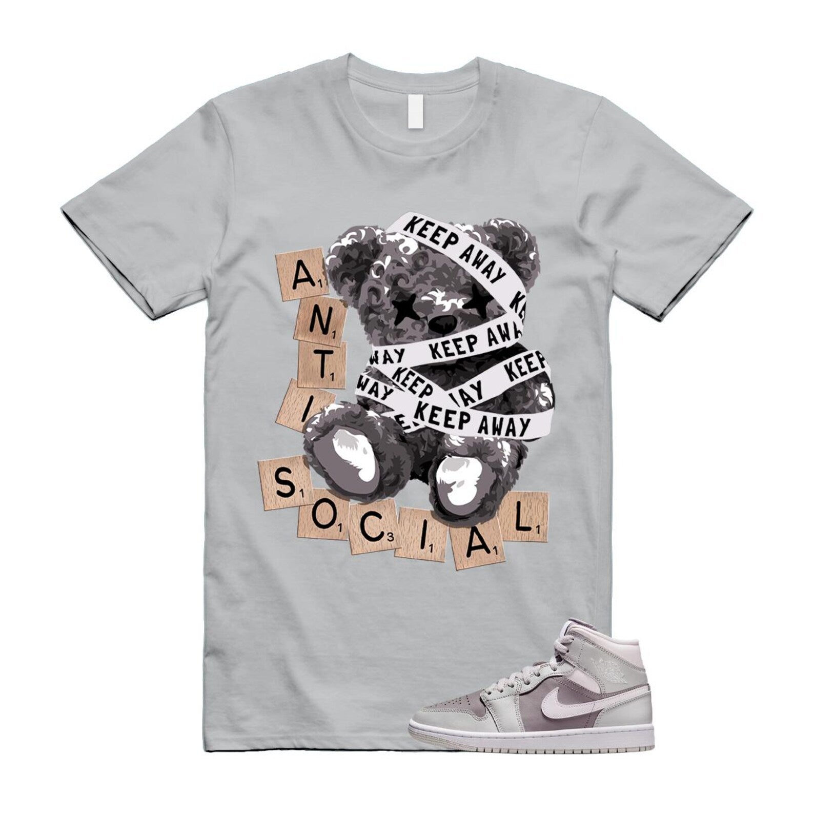 1 Atmosphere Grey White Photon Dust Mid T Shirt Match ANTI BQ6472-008 T-Shirt, Sneaker Match Tee