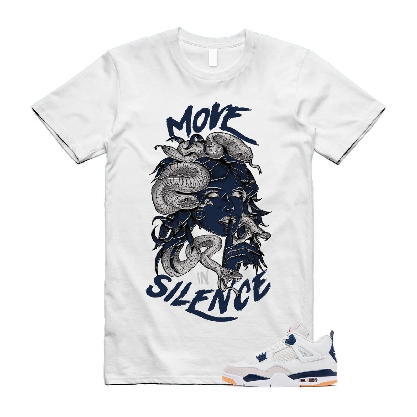 4 Navy SB Summit White Neutral Grey T Shirt Match MIS DR5415-100 T-Shirt, Sneaker Match Tee