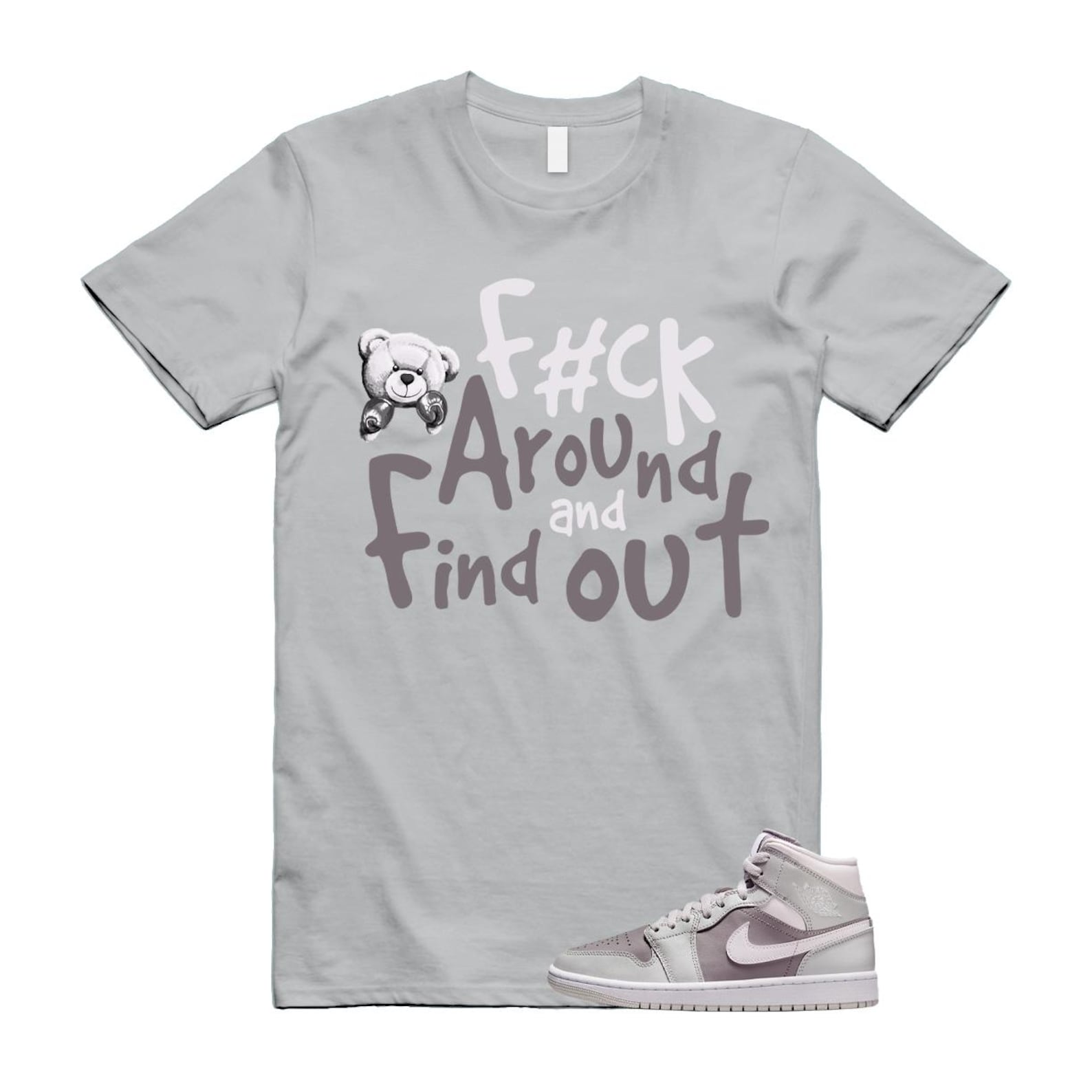 1 Atmosphere Grey White Photon Dust Mid T Shirt Match FCK BQ6472-008 T-Shirt, Sneaker Match Tee