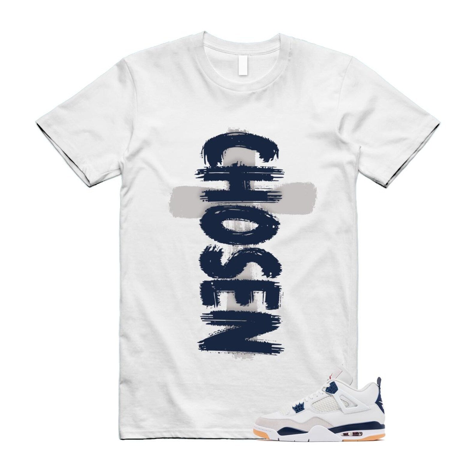 4 Navy SB Summit White Neutral Grey T Shirt Match CHOSEN DR5415-100 T-Shirt, Sneaker Match Tee
