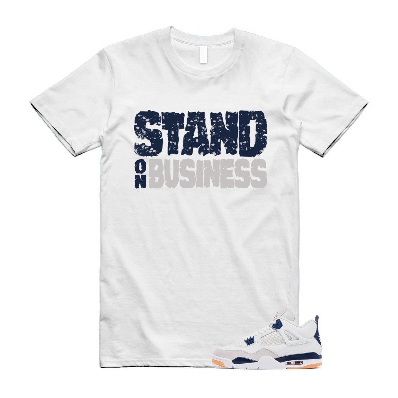 4 Navy SB Summit White Neutral Grey T Shirt Match SOB DR5415-100 T-Shirt, Sneaker Match Tee