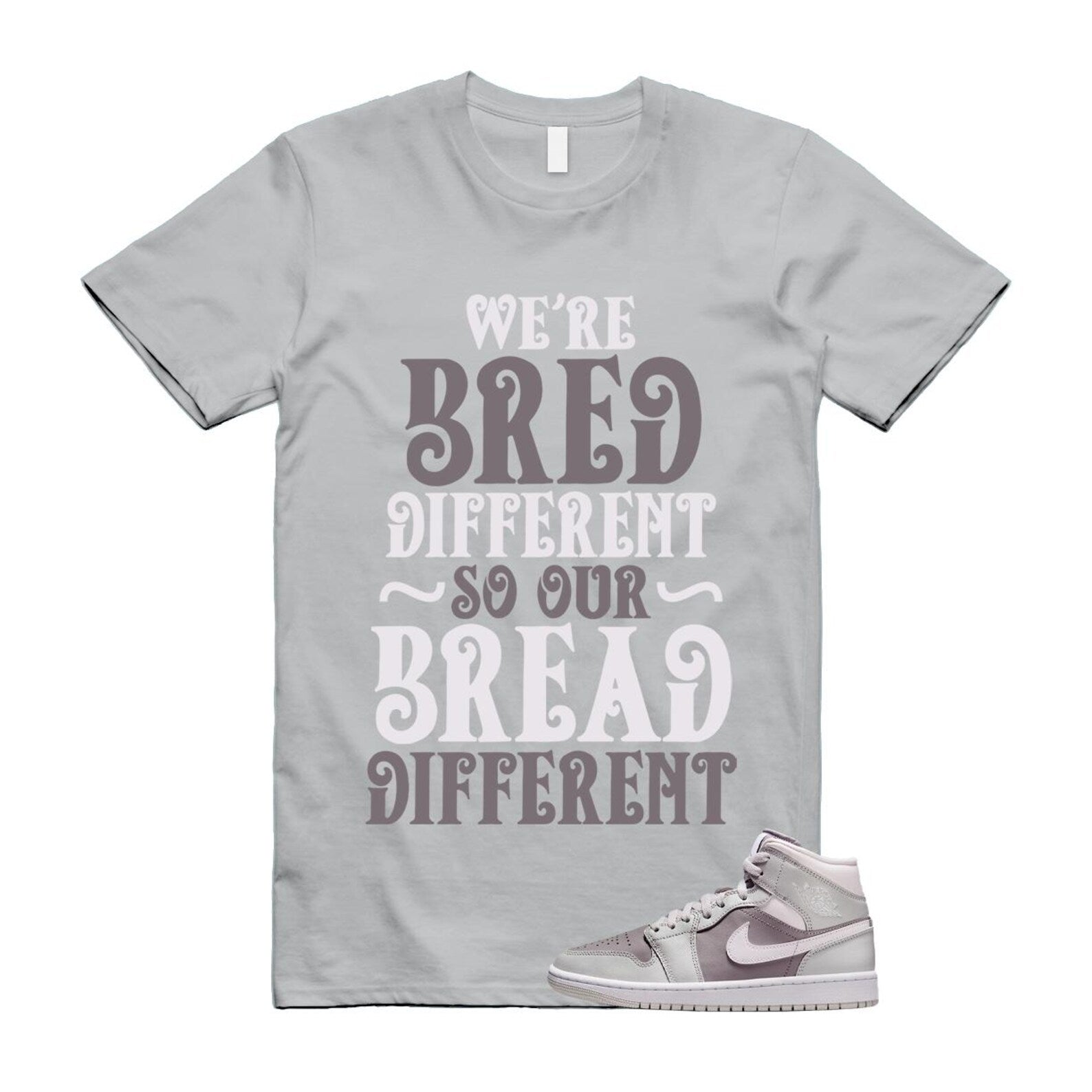 1 Atmosphere Grey White Photon Dust Mid T Shirt Match BREAD BQ6472-008 T-Shirt, Sneaker Match Tee