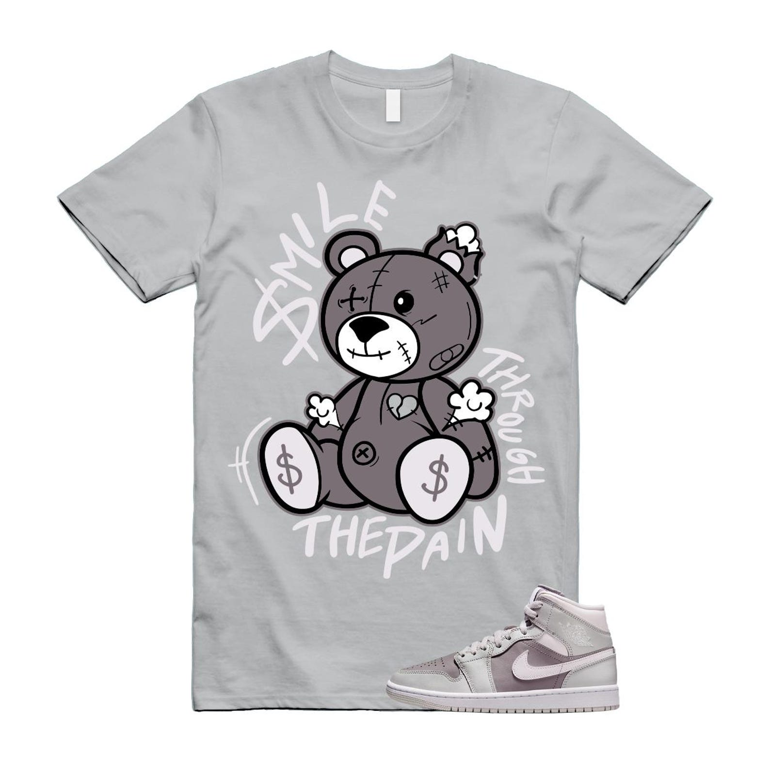 1 Atmosphere Grey White Photon Dust Mid T Shirt Match SM2 BQ6472-008 T-Shirt, Sneaker Match Tee