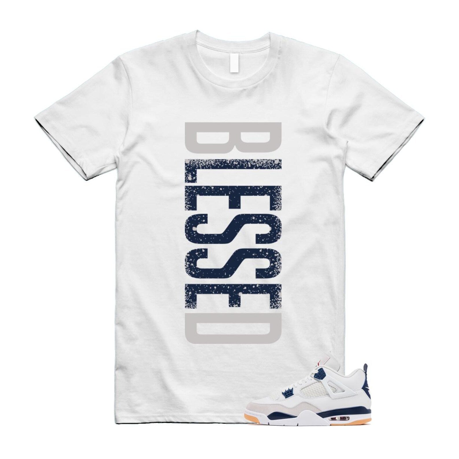 4 Navy SB Summit White Neutral Grey T Shirt Match VERTBLS DR5415-100 T-Shirt, Sneaker Match Tee