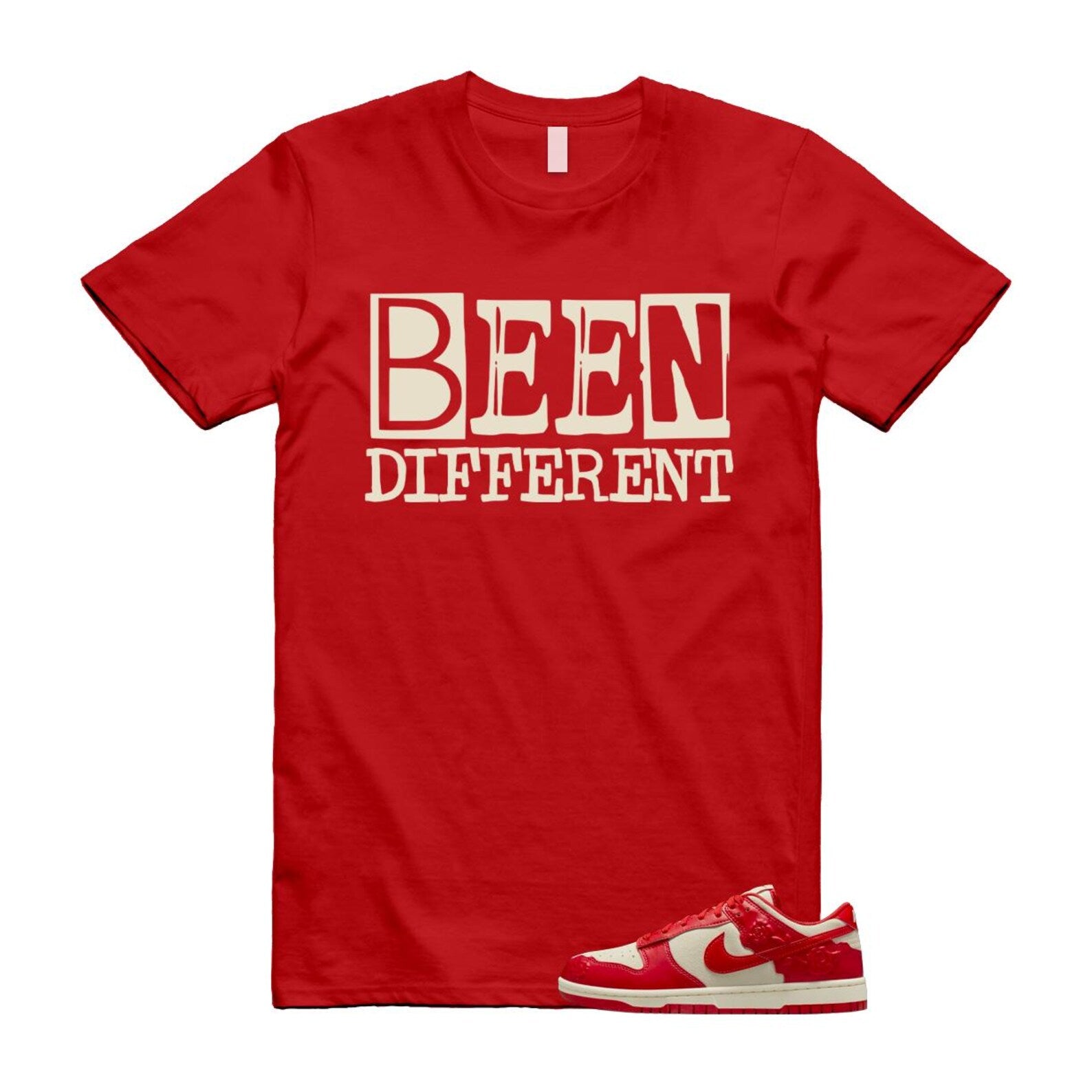 Dunk Red Roses Coconut Milk Pale Ivory Low T Shirt Match BEEN HF1986-100 T-Shirt, Sneaker Match Tee