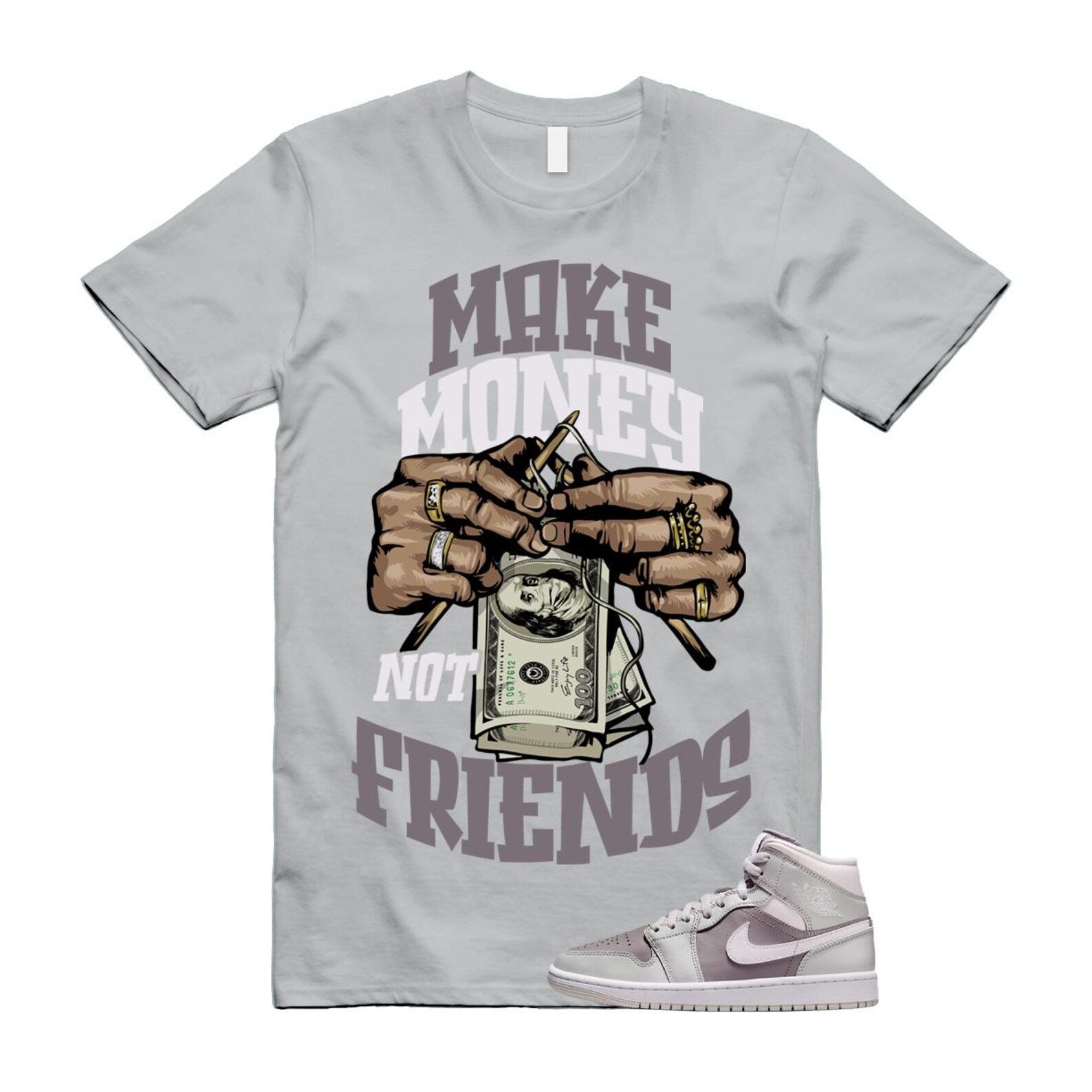 1 Atmosphere Grey White Photon Dust Mid T Shirt Match MM BQ6472-008 T-Shirt, Sneaker Match Tee