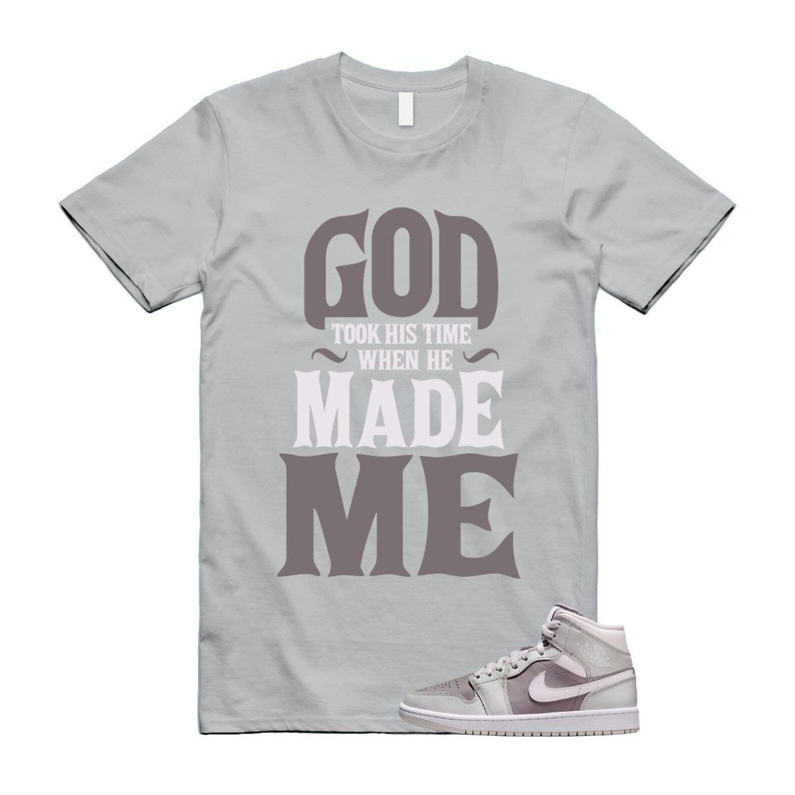 1 Atmosphere Grey White Photon Dust Mid T Shirt Match GTHT BQ6472-008 T-Shirt, Sneaker Match Tee