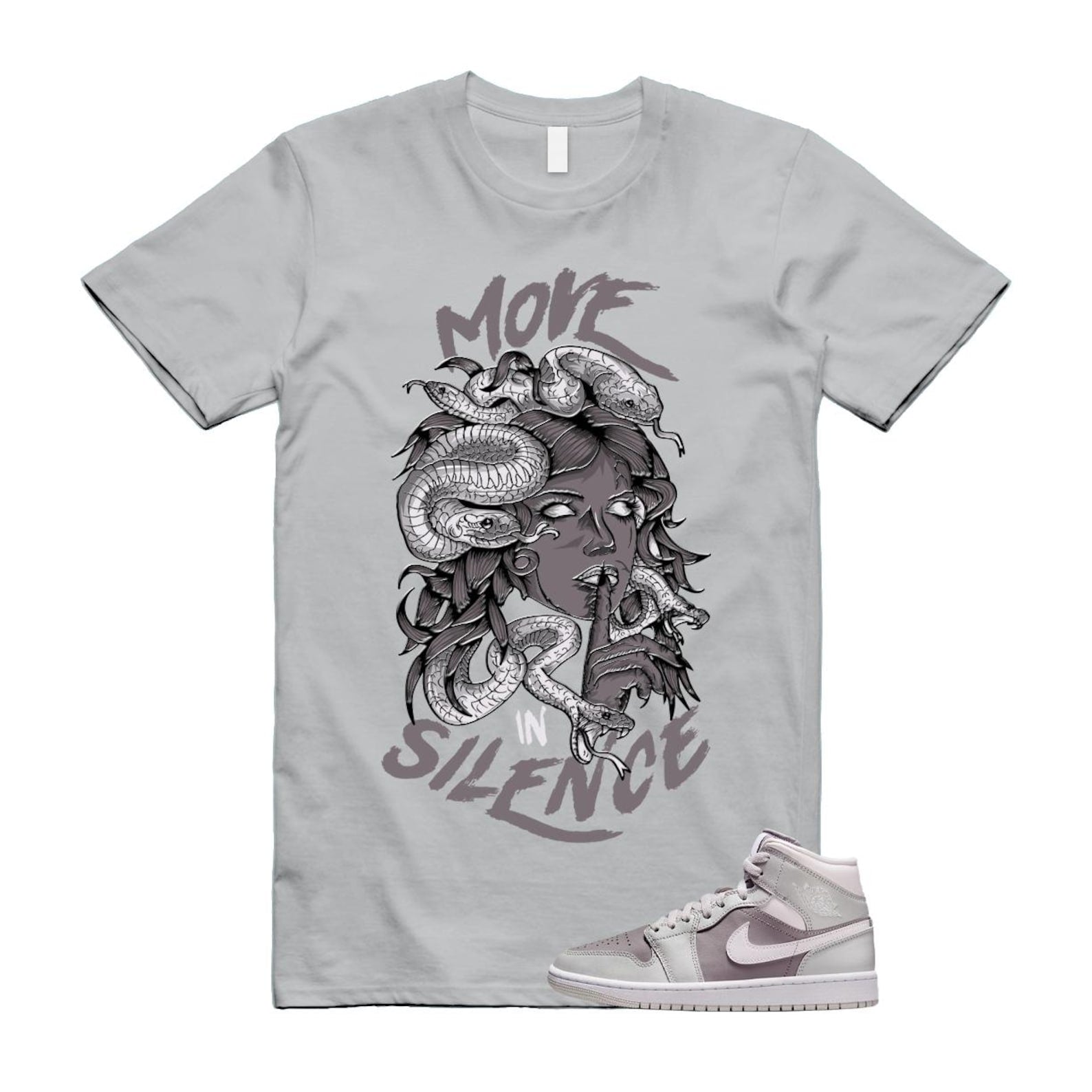 1 Atmosphere Grey White Photon Dust Mid T Shirt Match MIS BQ6472-008 T-Shirt, Sneaker Match Tee