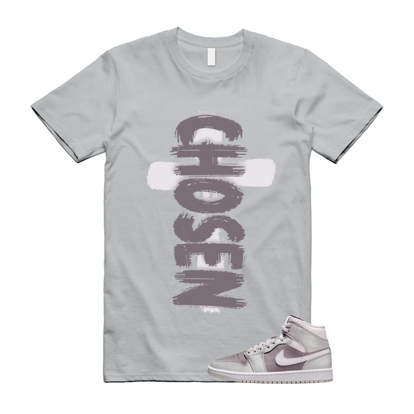 1 Atmosphere Grey White Photon Dust Mid T Shirt Match CHOSEN BQ6472-008 T-Shirt, Sneaker Match Tee