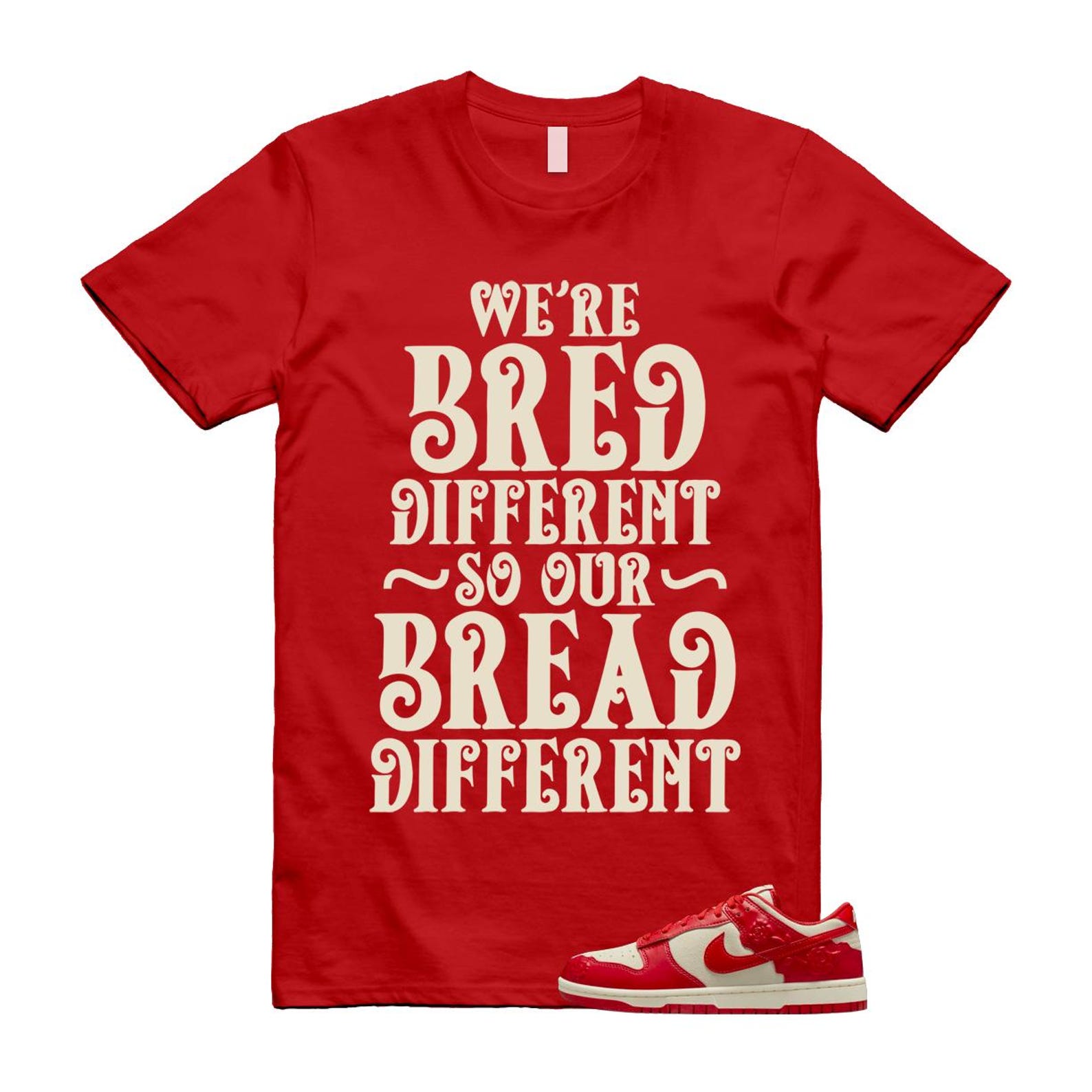 Dunk Red Roses Coconut Milk Pale Ivory Low T Shirt Match BREAD HF1986-100 T-Shirt, Sneaker Match Tee