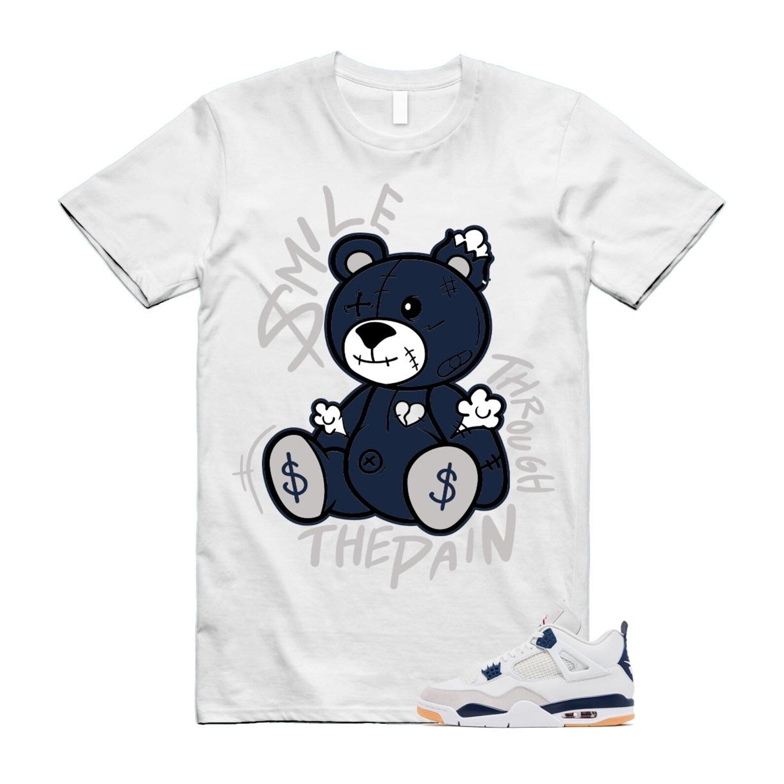 4 Navy SB Summit White Neutral Grey T Shirt Match SM2 DR5415-100 T-Shirt, Sneaker Match Tee