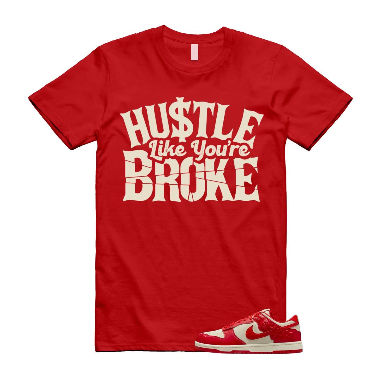 Dunk Red Roses Coconut Milk Pale Ivory Low T Shirt Match BROKE HF1986-100 T-Shirt, Sneaker Match Tee