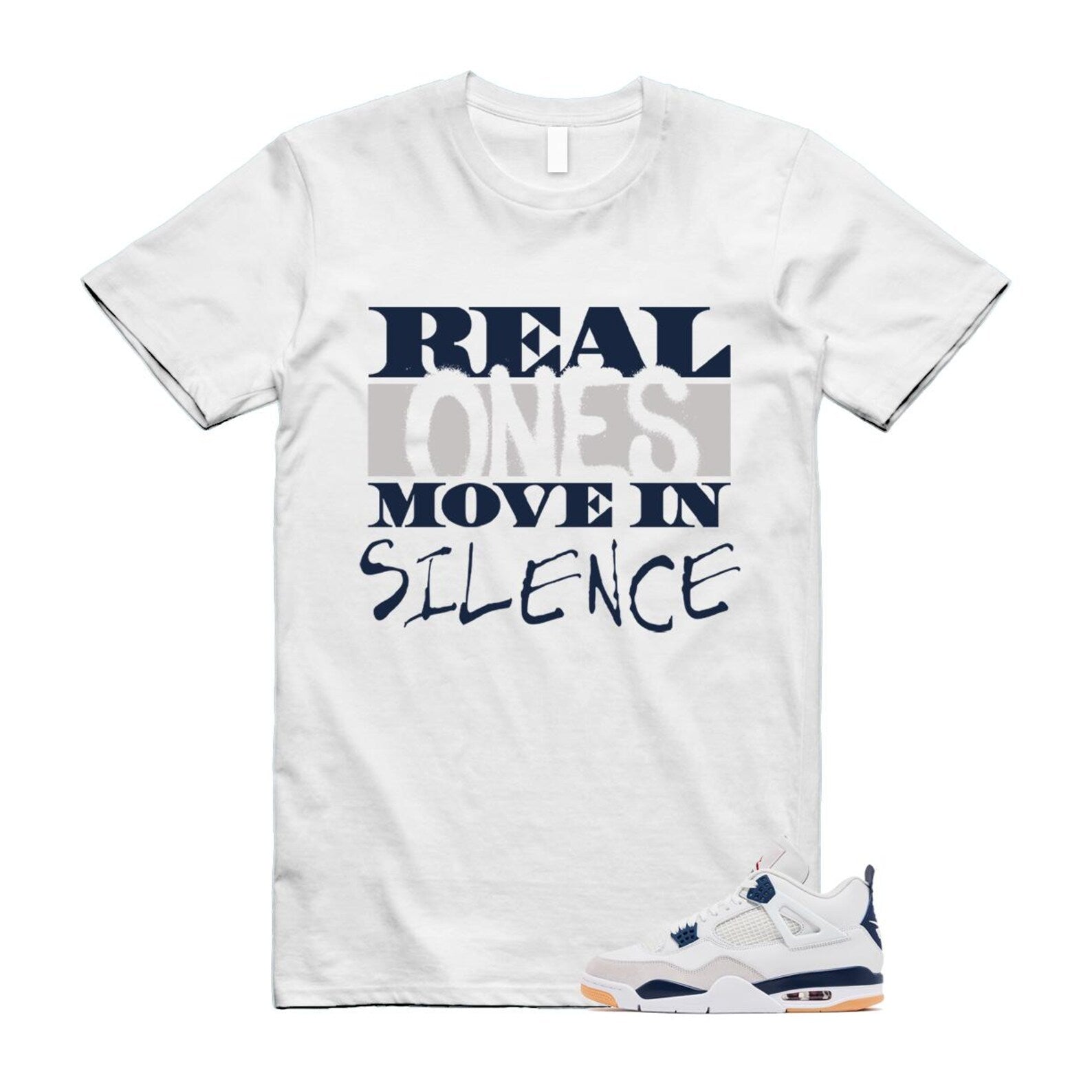 4 Navy SB Summit White Neutral Grey T Shirt Match REAL DR5415-100 T-Shirt, Sneaker Match Tee