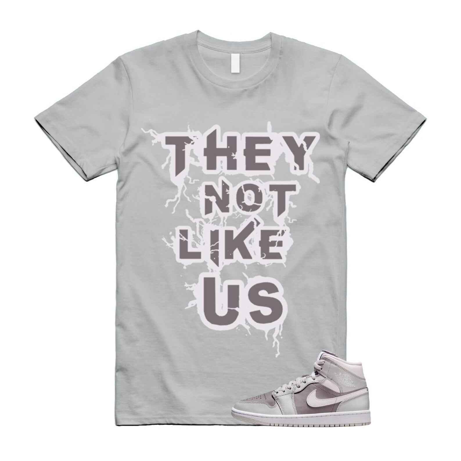1 Atmosphere Grey White Photon Dust Mid T Shirt Match US BQ6472-008 T-Shirt, Sneaker Match Tee