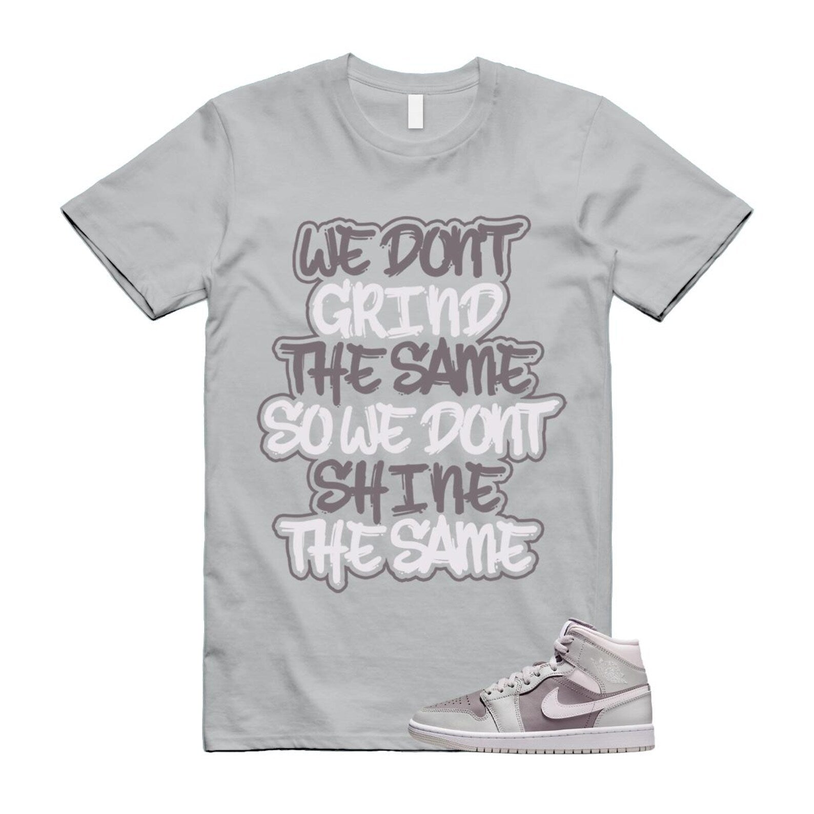 1 Atmosphere Grey White Photon Dust Mid T Shirt Match GRIND BQ6472-008 T-Shirt, Sneaker Match Tee