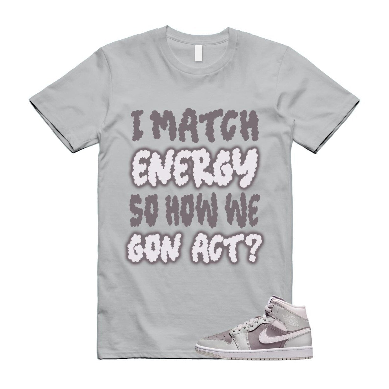 1 Atmosphere Grey White Photon Dust Mid T Shirt Match MATCH BQ6472-008 T-Shirt, Sneaker Match Tee