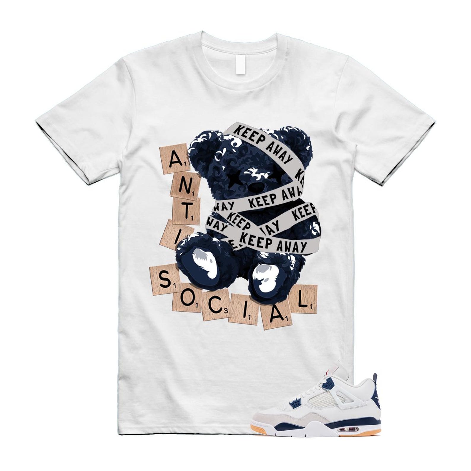 4 Navy SB Summit White Neutral Grey T Shirt Match ANTI DR5415-100 T-Shirt, Sneaker Match Tee