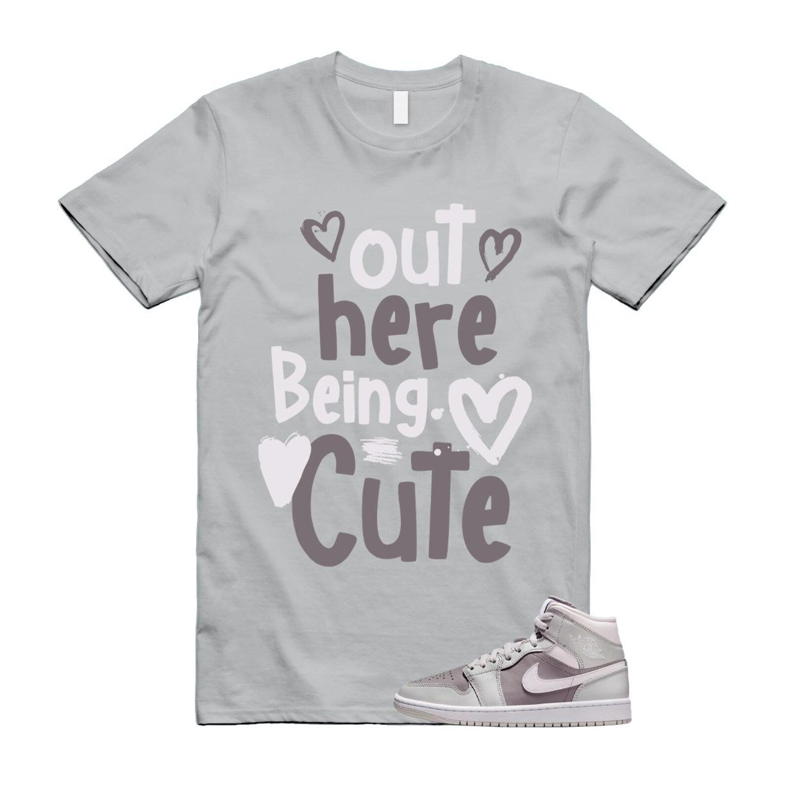1 Atmosphere Grey White Photon Dust Mid T Shirt Match C2 BQ6472-008 T-Shirt, Sneaker Match Tee