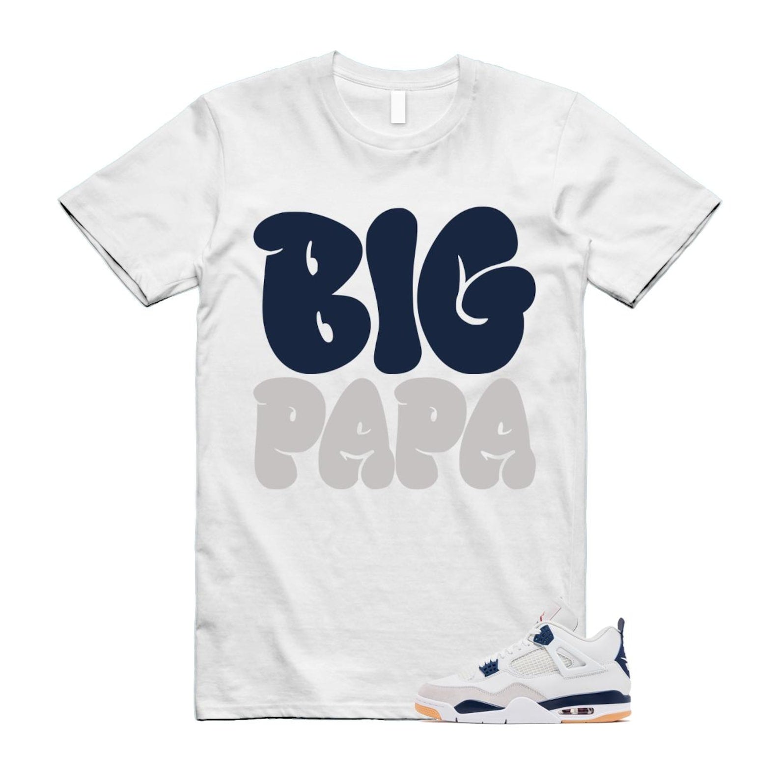 4 Navy SB Summit White Neutral Grey T Shirt Match PAPA DR5415-100 T-Shirt, Sneaker Match Tee