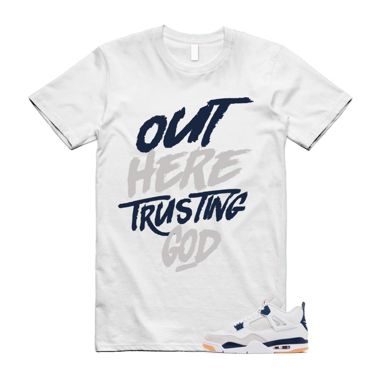 4 Navy SB Summit White Neutral Grey T Shirt Match TG DR5415-100 T-Shirt, Sneaker Match Tee