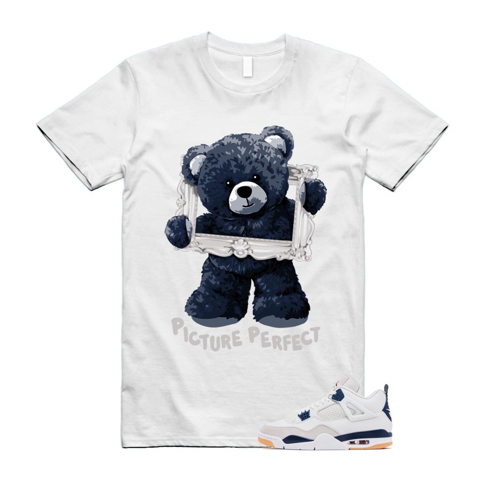 4 Navy SB Summit White Neutral Grey T Shirt Match PIC DR5415-100 T-Shirt, Sneaker Match Tee
