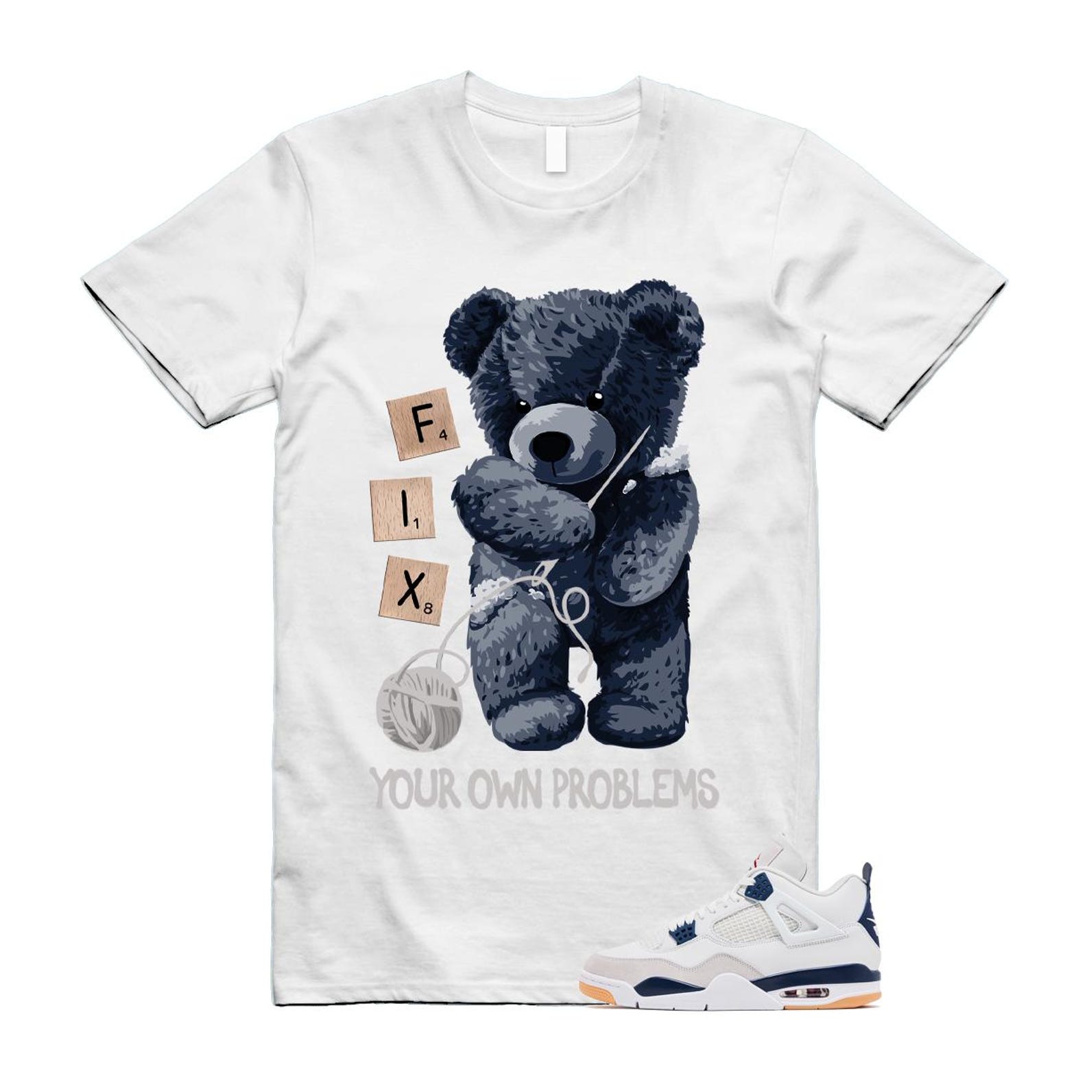 4 Navy SB Summit White Neutral Grey T Shirt Match FIX DR5415-100 T-Shirt, Sneaker Match Tee