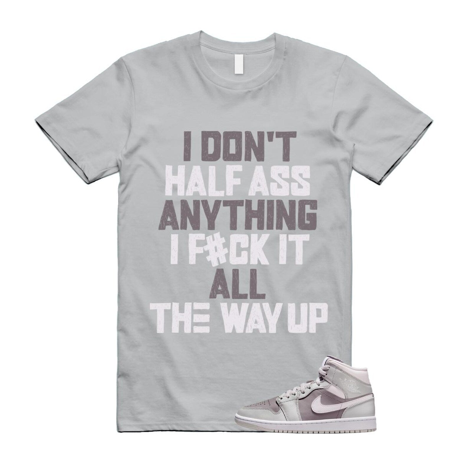 1 Atmosphere Grey White Photon Dust Mid T Shirt Match HALF BQ6472-008 T-Shirt, Sneaker Match Tee