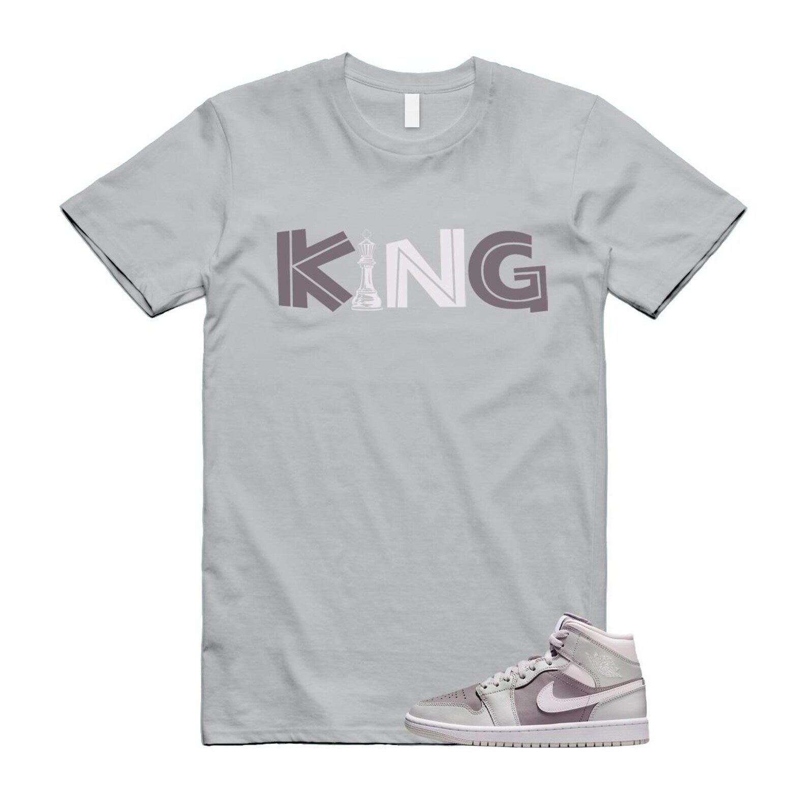 1 Atmosphere Grey White Photon Dust Mid T Shirt Match KING BQ6472-008 T-Shirt, Sneaker Match Tee