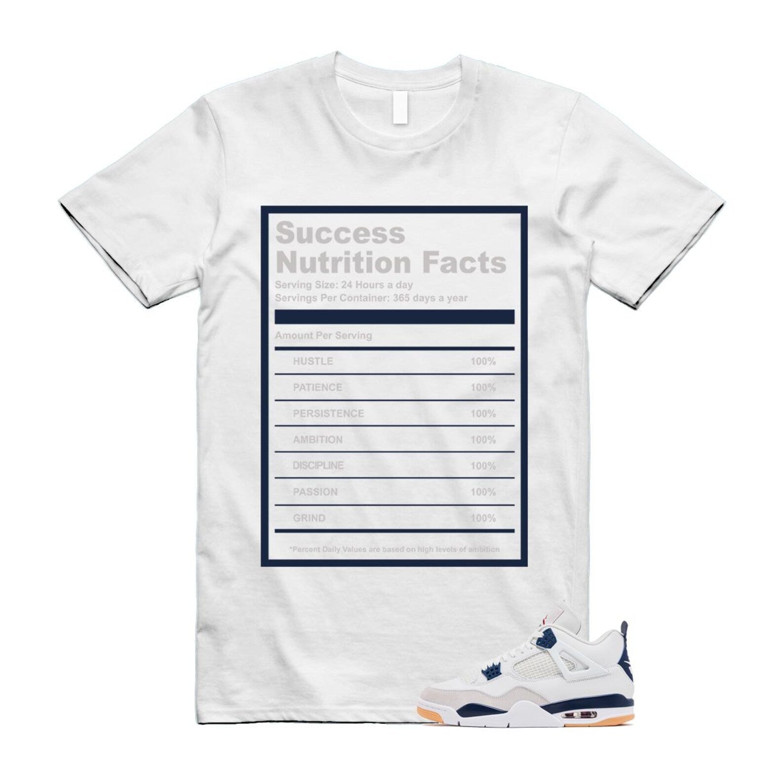 4 Navy SB Summit White Neutral Grey T Shirt Match SUCC DR5415-100 T-Shirt, Sneaker Match Tee