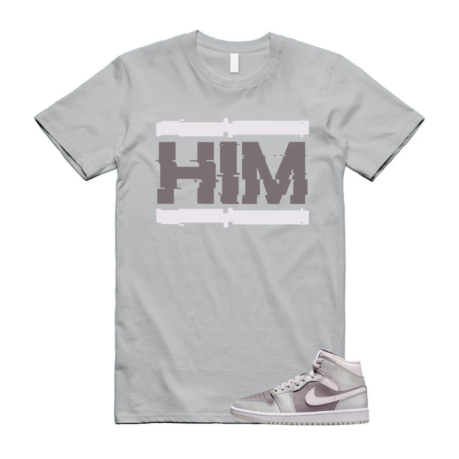 1 Atmosphere Grey White Photon Dust Mid T Shirt Match HIM BQ6472-008 T-Shirt, Sneaker Match Tee