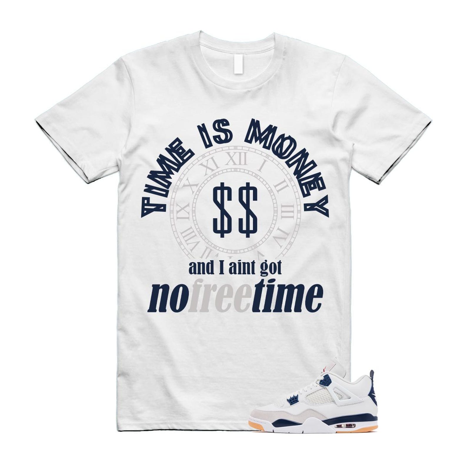 4 Navy SB Summit White Neutral Grey T Shirt Match FREE DR5415-100 T-Shirt, Sneaker Match Tee