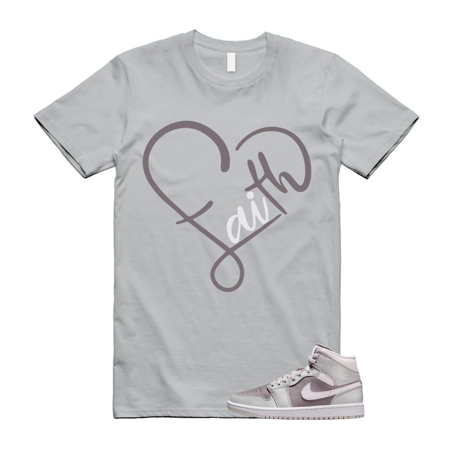1 Atmosphere Grey White Photon Dust Mid T Shirt Match FAITH BQ6472-008 T-Shirt, Sneaker Match Tee