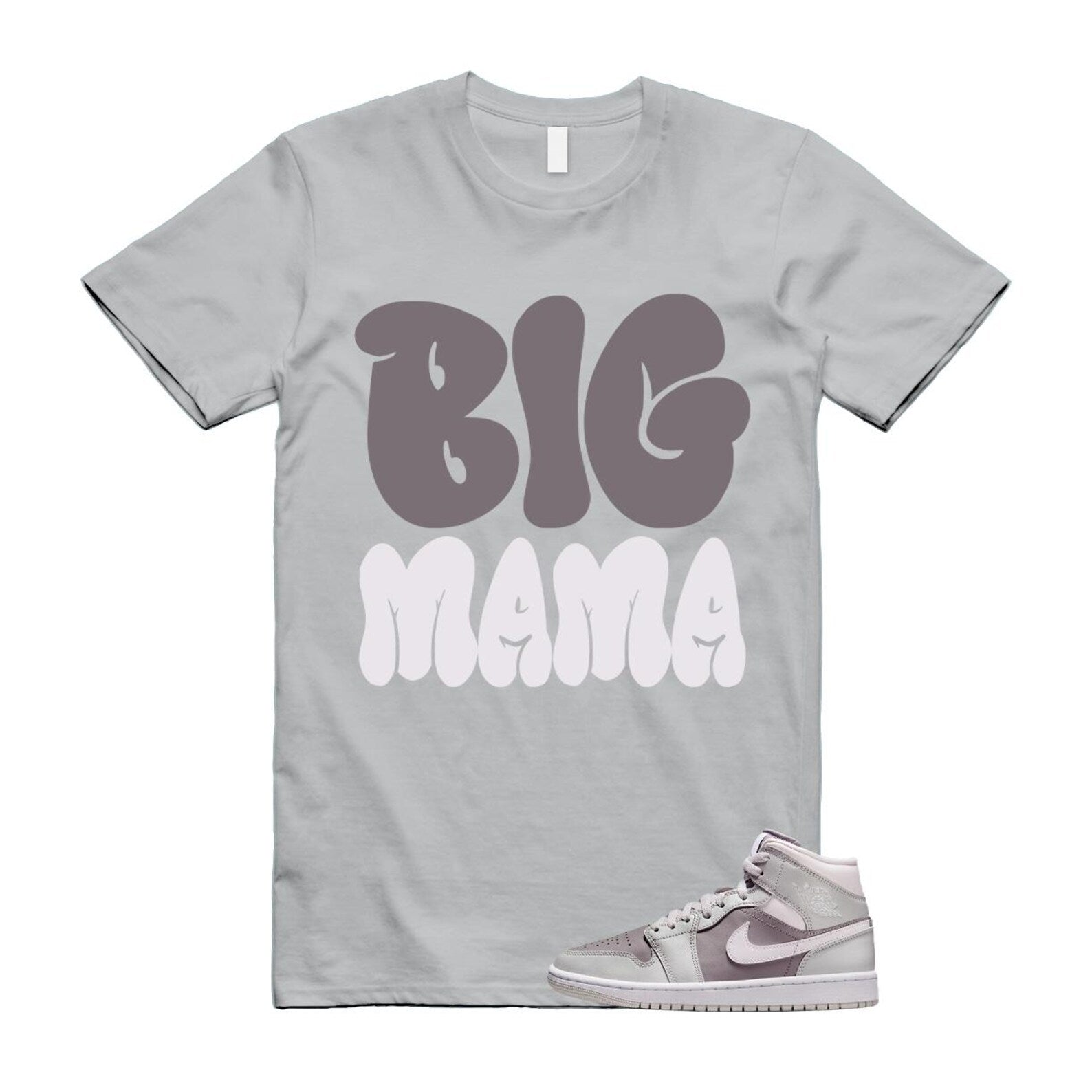 1 Atmosphere Grey White Photon Dust Mid T Shirt Match MAMA BQ6472-008 T-Shirt, Sneaker Match Tee