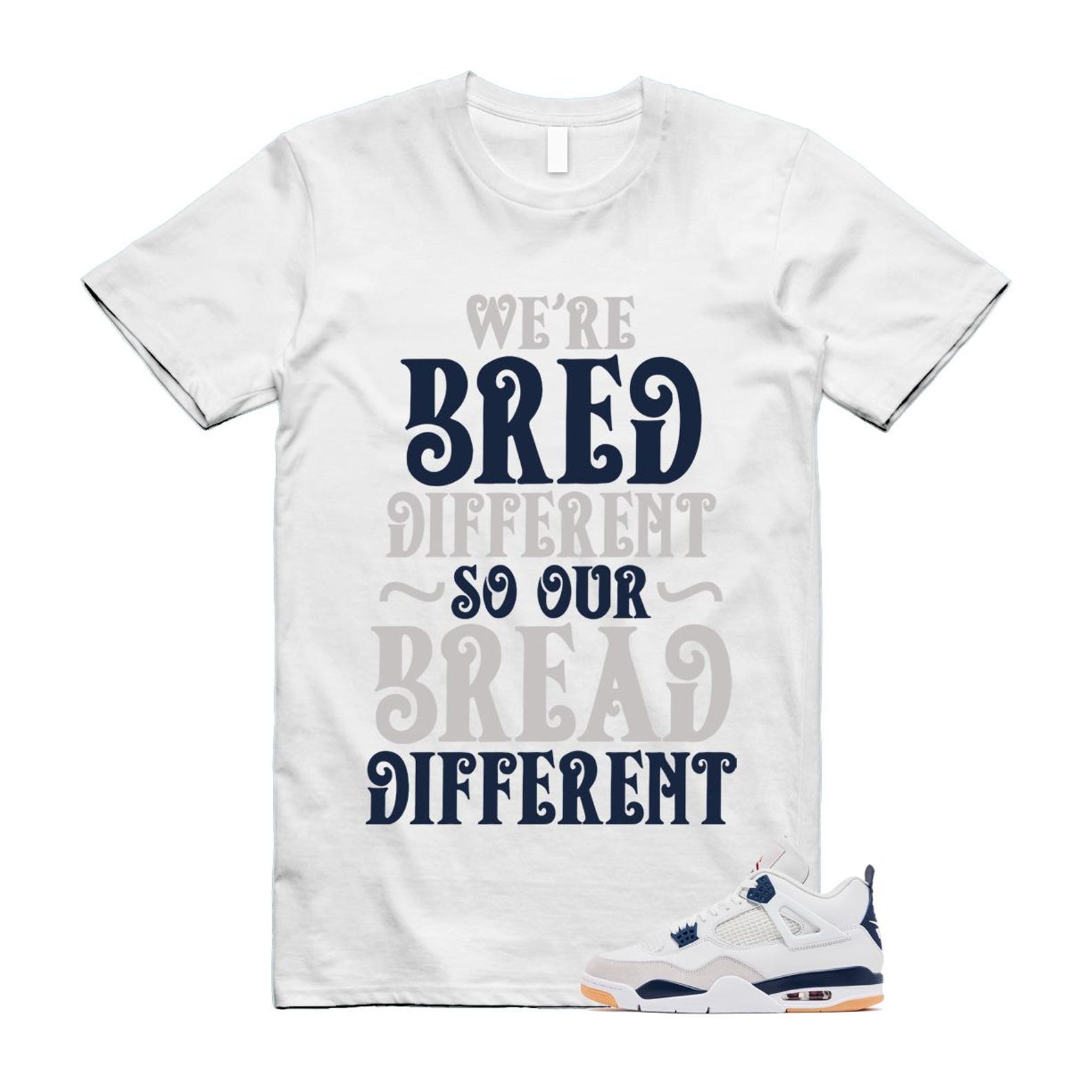 4 Navy SB Summit White Neutral Grey T Shirt Match BREAD DR5415-100 T-Shirt, Sneaker Match Tee