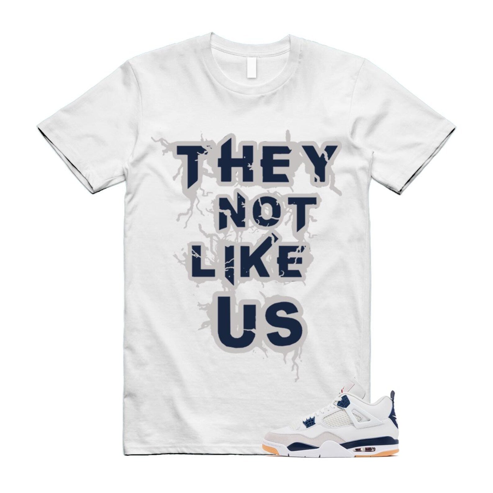 4 Navy SB Summit White Neutral Grey T Shirt Match US DR5415-100 T-Shirt, Sneaker Match Tee