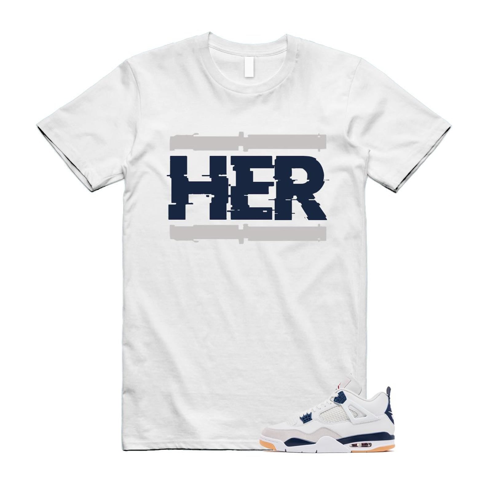 4 Navy SB Summit White Neutral Grey T Shirt Match HER DR5415-100 T-Shirt, Sneaker Match Tee
